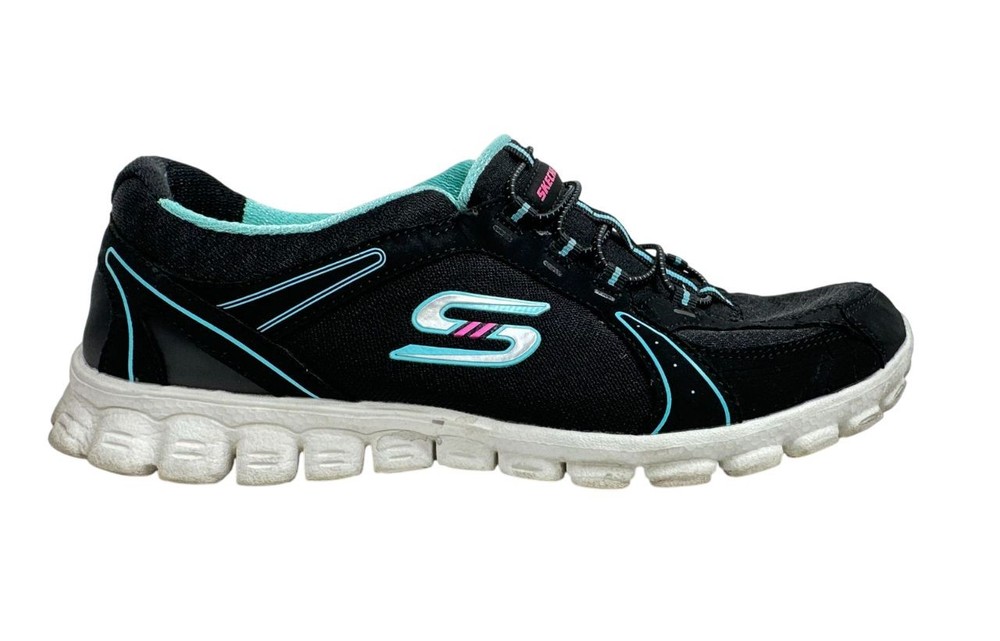 SKECHERS Flex Fusion Womens Athletic Shoes Black Turquoise Size 9