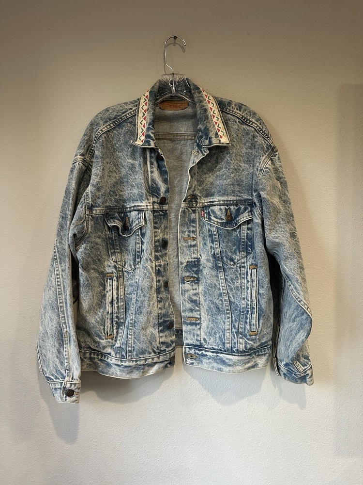 VTG 80s Levis Trucker Denim Jacket Mens Medium USA 70507-0219 Acid Wash Wash