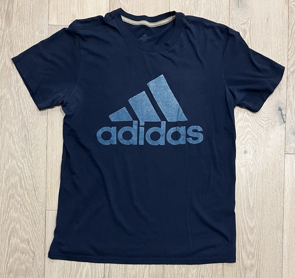 adidas Men's Short Sleeve T-Shirt Crew Neck, Size Medium, Navy Blue