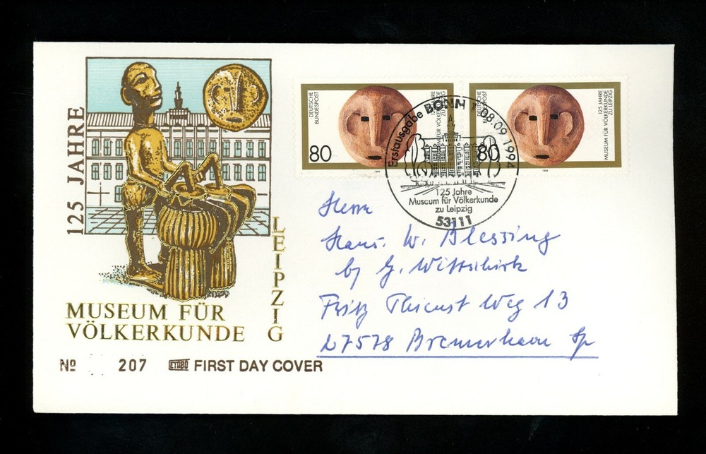 Postal History Germany FDC #1866 Ethnological ethnic museum 1994