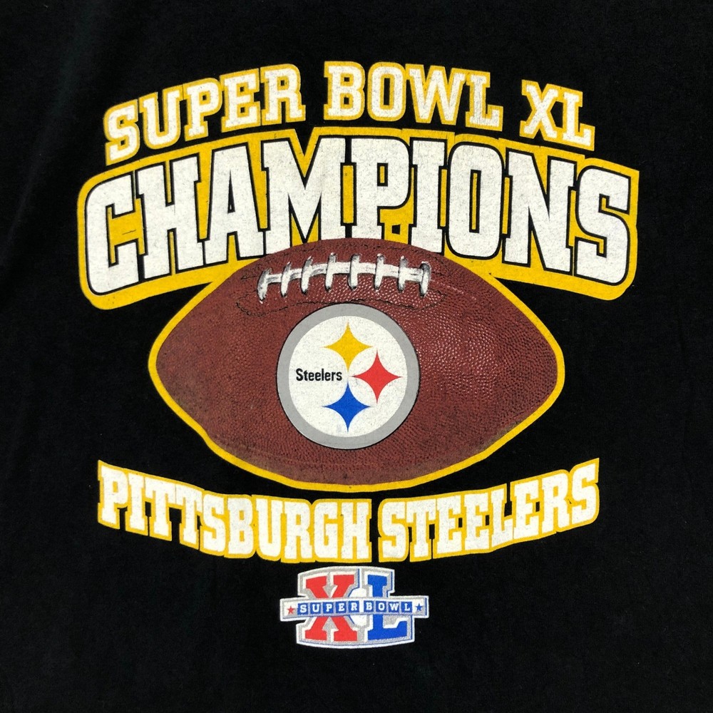 Super Bowl XL Champions Pittsburgh Steelers T-Shirt Black Football XL