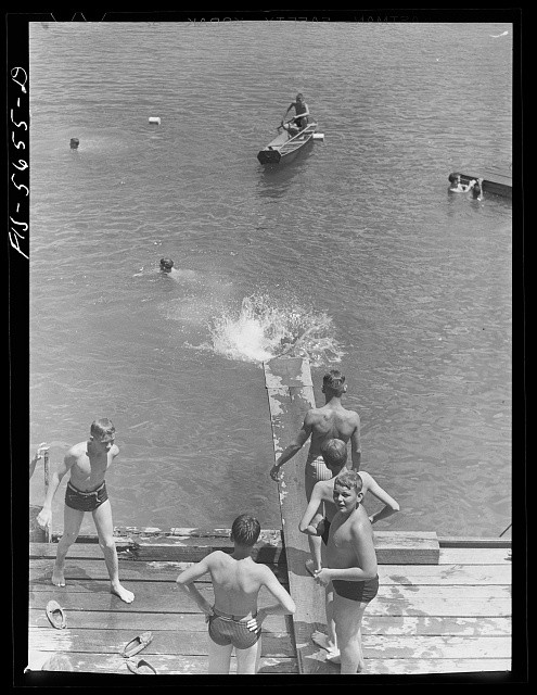 Photo:Florence Alabama 1942 Boy Scout Camp Swimming Dock Boys