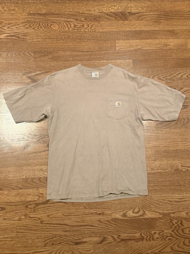 Vintage Carhartt Pocket Tee Beige USA Workwear T-Shirt 90s