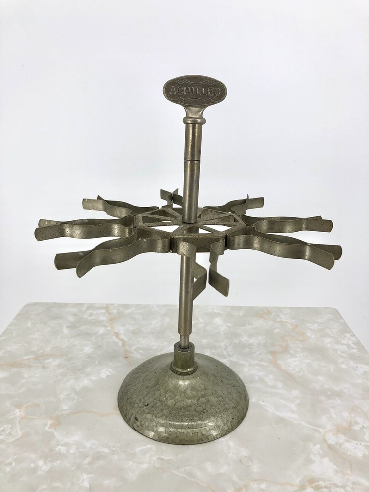 Vintage Achilles Metal 8 Rubber Stamp Rotating Carousel Holder - 10” Tall-image