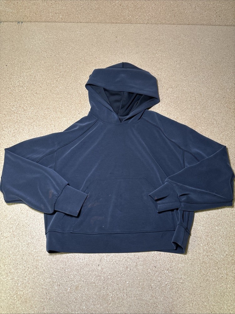 Lululemon Softstreme Hoodie Black 6/M Oversized Waist Length Flawed D3