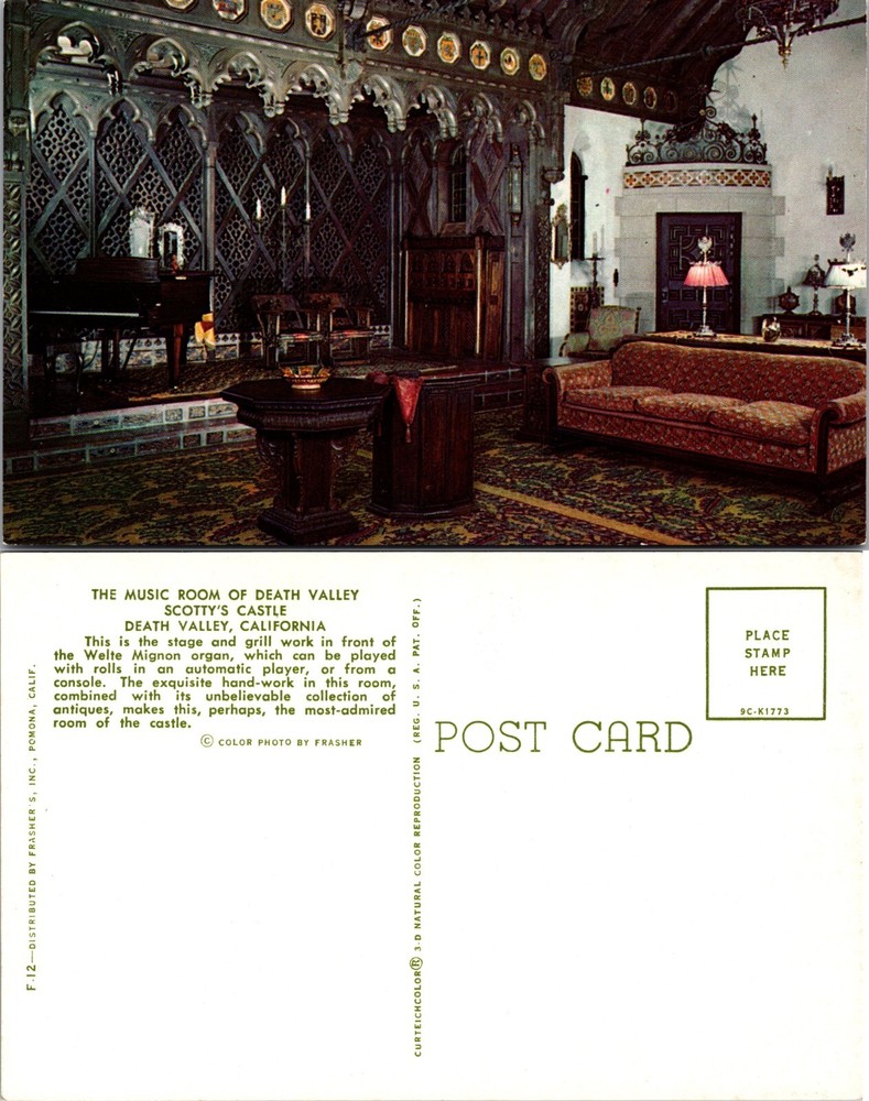 Music Room Scottys Castle Death Valley California Postcard