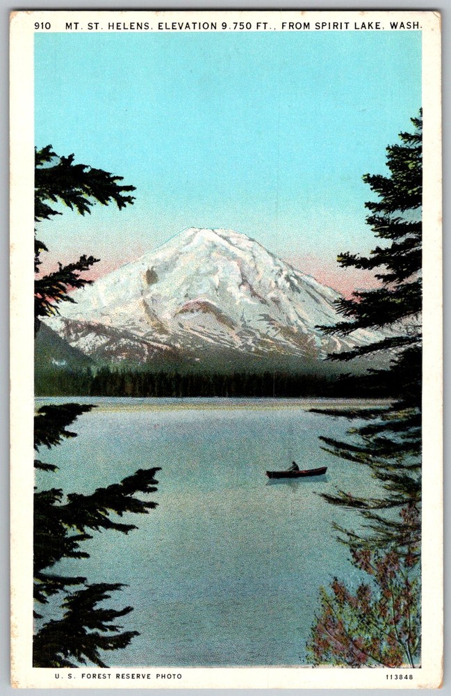 Vtg Postcard MT St Helens Panorama Spirit Lake, WA 1930s