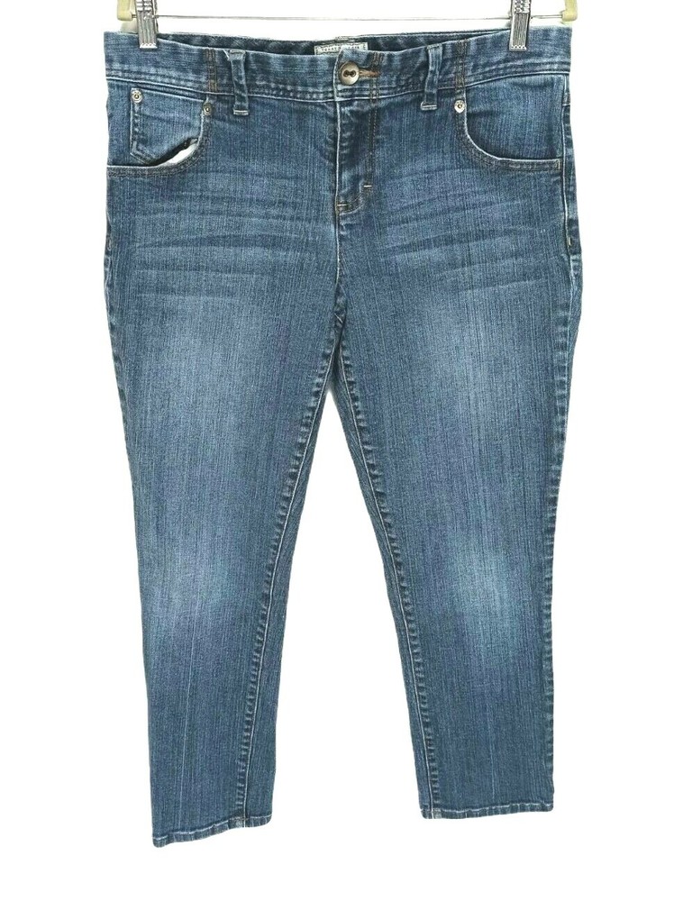Tommy Hilfiger Womens Blue Mid Rise Denim Crop Jeans Size 12 Flat Front