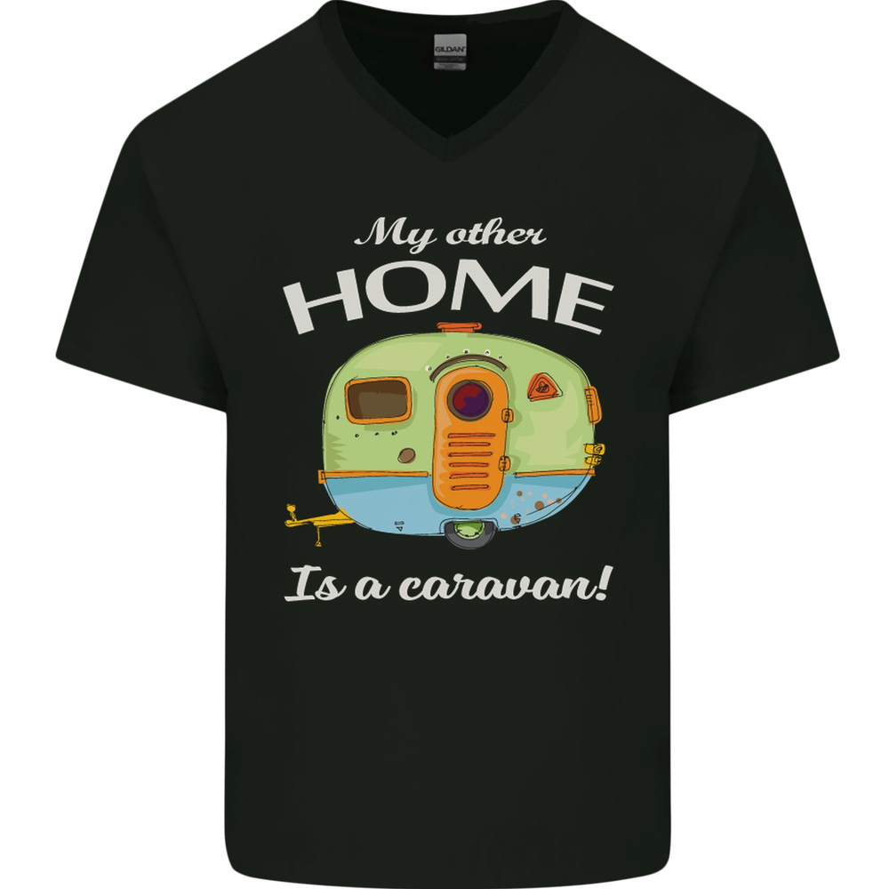 My Other Home Is a Caravan Caravanning Mens V-Neck Cotton T-Shirt
