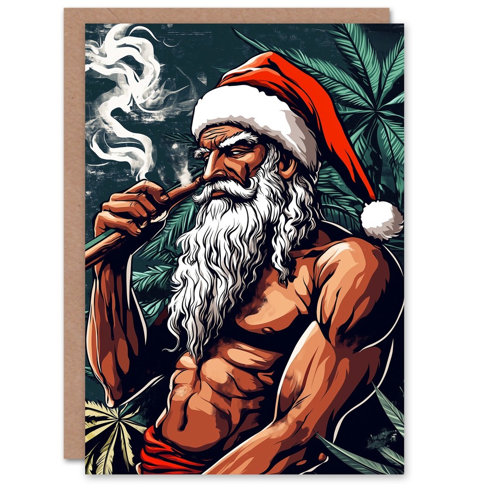 Fit Rastafarian Santa Claus Conceptual Art Christmas Fun Gift Festive Xmas Card