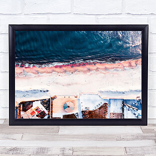 on the sea shore Drone Aerial Above Perspective Water Ocean Coast Art Print