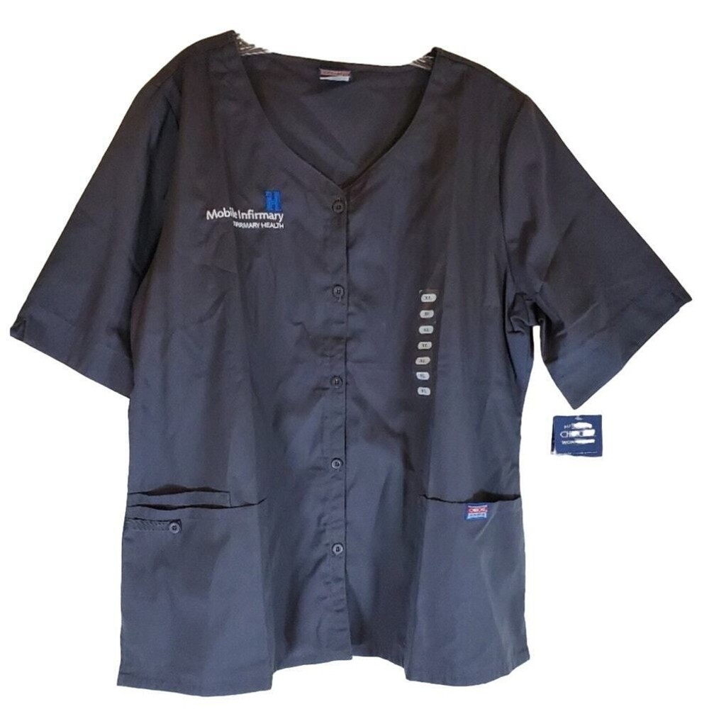 NWT Cherokee Button Front Scrub Tunic Pewter Mobile Infirmary size XL