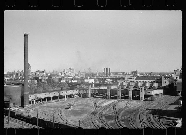Photo:Minneapolis Minnesota 1939 Railroad Yards Wholesale District View