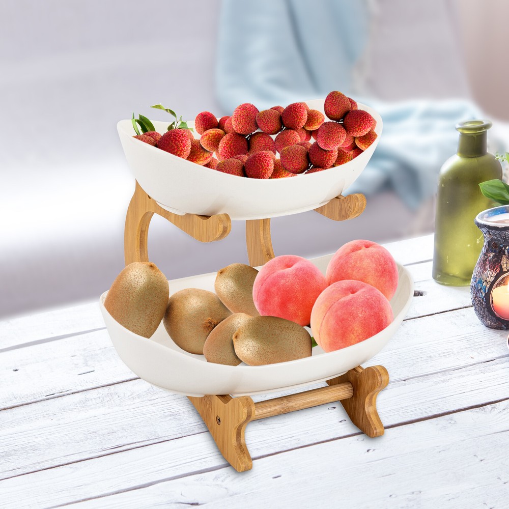 2 Tier Fruit Basket, Fruit Bowl for Kitchen Counter, Fruit Basket for Kitchen