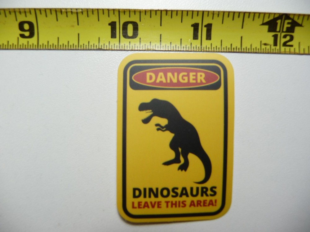 Danger Dinosaur Sticker Decal for Wall or Door - Fun Warning Sign
