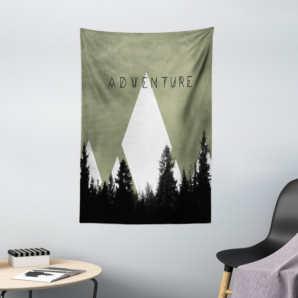 Adventure Tapestry Forest Halftone Style Print Wall Hanging Decor