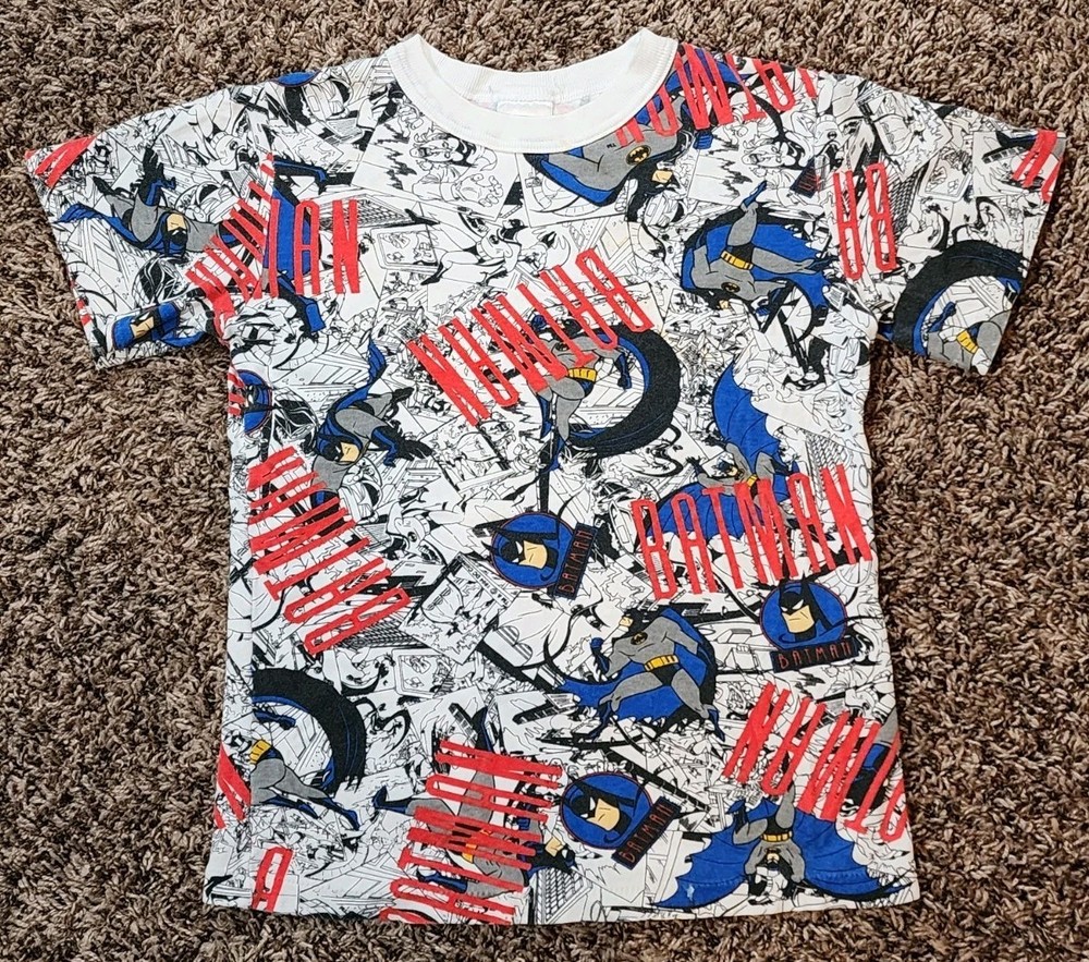 Vintage 1994 Batman DC Comics All Over Print Shirt Size 12 Boys 90s Made In USA