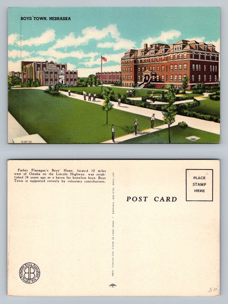 Boys Town, NE-Nebraska, Father Flanagan's Campus View PC Vintage Postcard