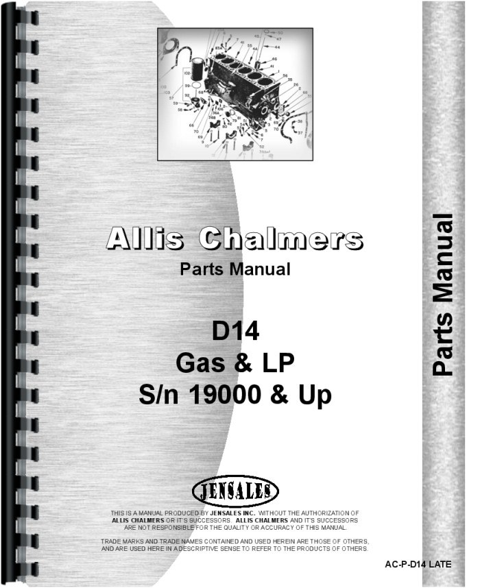 Allis Chalmers D14 Tractor Parts Manual for Serial Number 19000 and Up