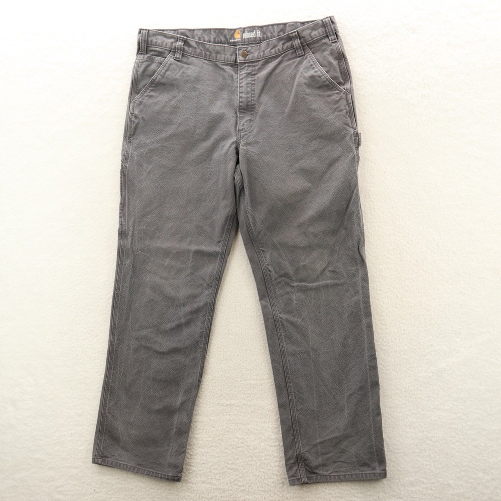 Carhartt Mens 40x32 Gray Rugged Flex Relaxed Fit Duck Canvas Work Pants
