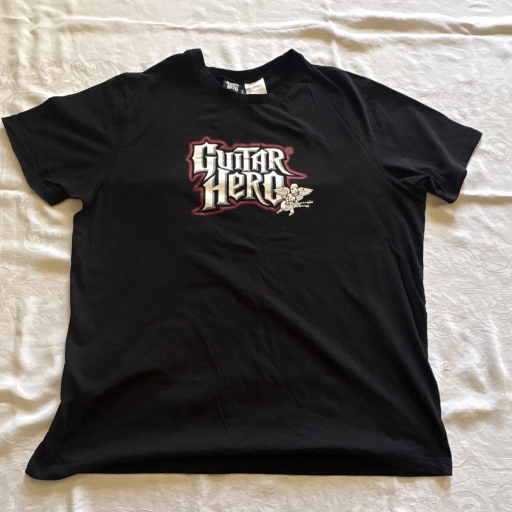 Guitar Hero Men's XL Black Cotton Graphic T-Shirt Music Band XL