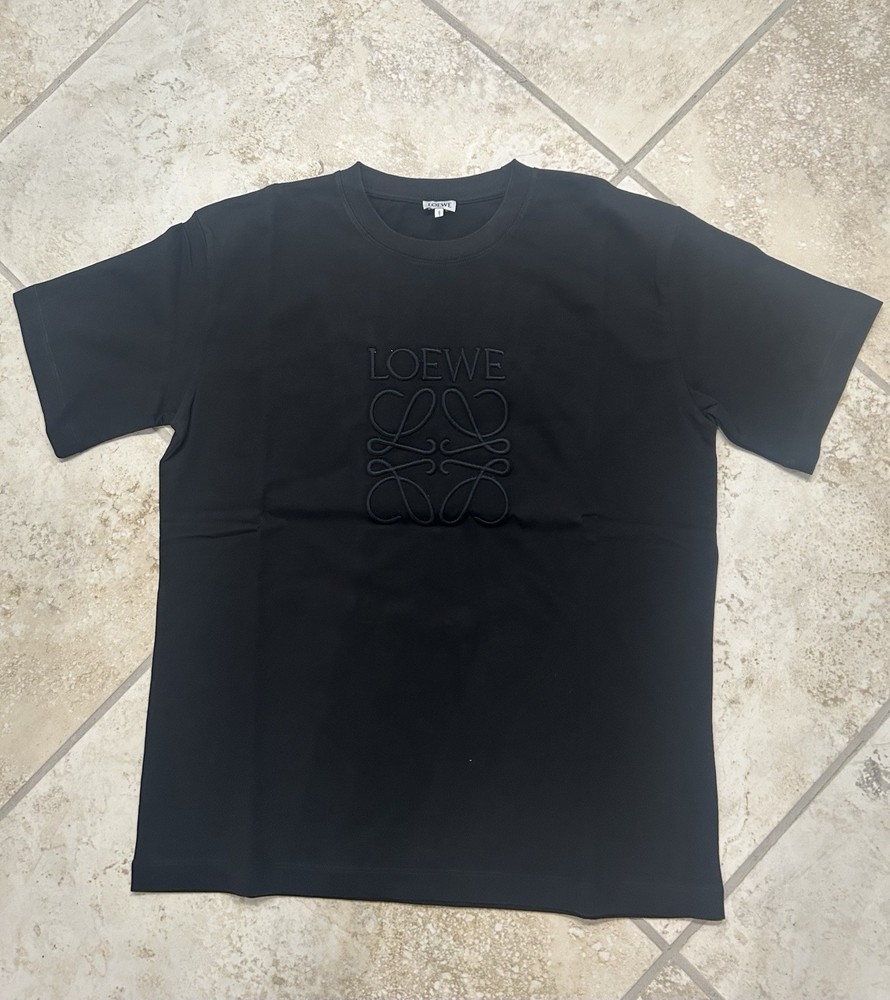 Loewe Anagram Logo T-Shirt Black Cotton Crewneck Short Sleeve Size S