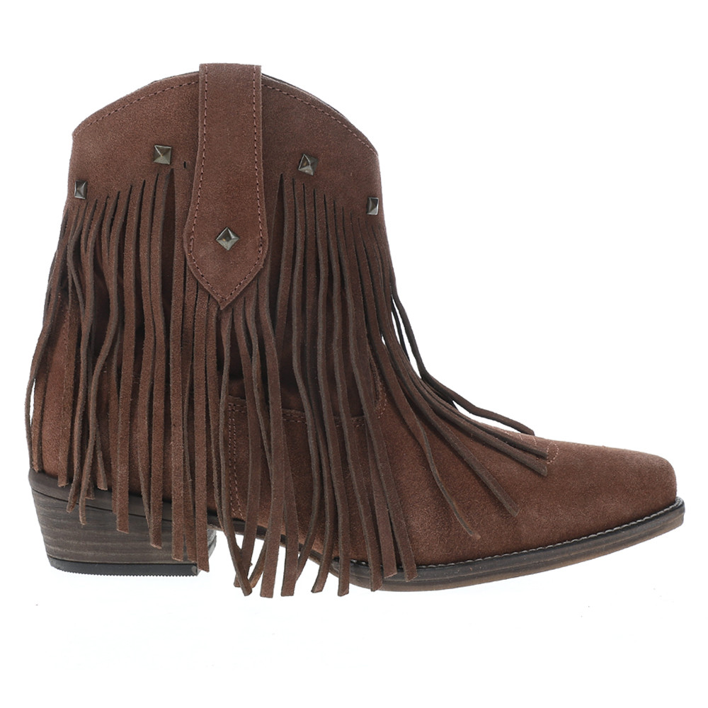 Dusty Fringe Studded Snip Toe Cowgirl Boots in Brown for Women