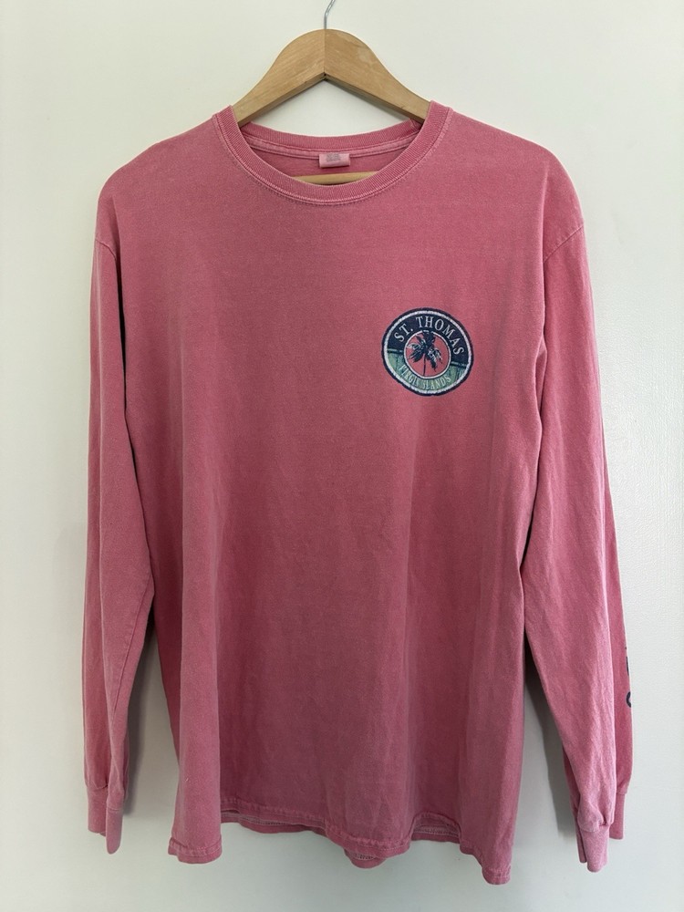 Gildan Adult Men Women St. Thomas Virgin Islands Cotton Long Sleeve Shirt Pink M