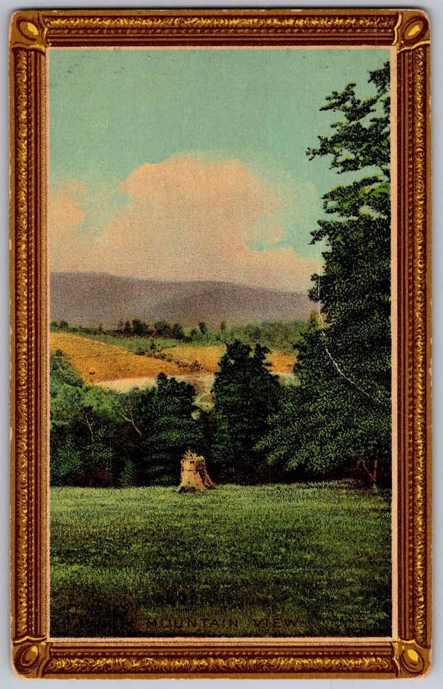 Antique Linen Postcard Mountain View Landscape Scene 1910s
