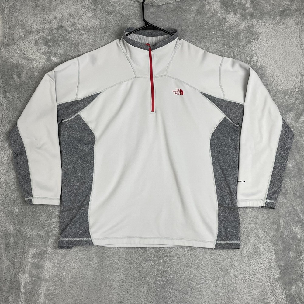 The North Face Pullover Mens 2XL White Gray FlashDry Quarter Zip Stretch Fleece