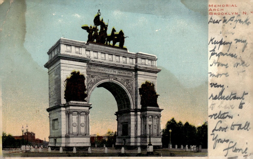 1906 Memorial Arch Soldiers and Sailors Brooklyn NY Litho Postcard