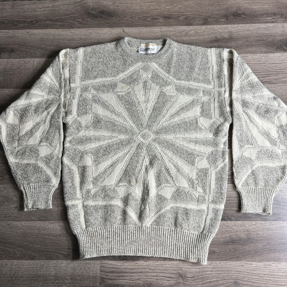 VTG 1980s London Fog Acrylic Geometric Star Crew Neck Sweater Fits Small