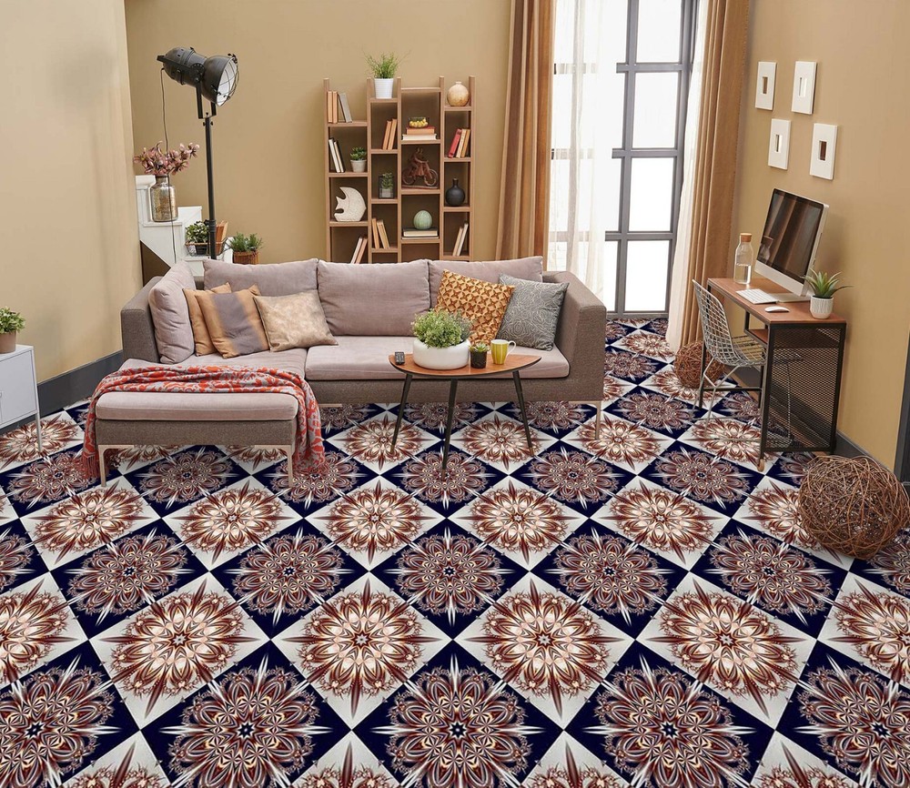 3D Tile Flower SKE1568 Floor WallPaper Print Decal Epoxy Floor Deco Kay
