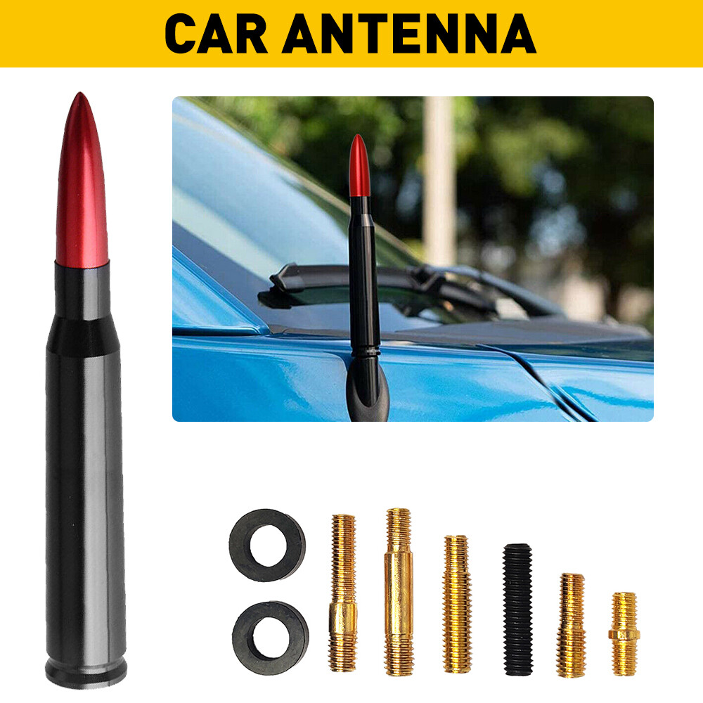 Bullet Antenna Universal For Motorcycle Cars Street Rod Camper Boat Red 5.5