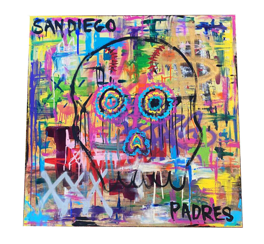 San Diego Padres Abstract Pop Art Sugar Skull Painting Graffiti Baseball Artwork-image