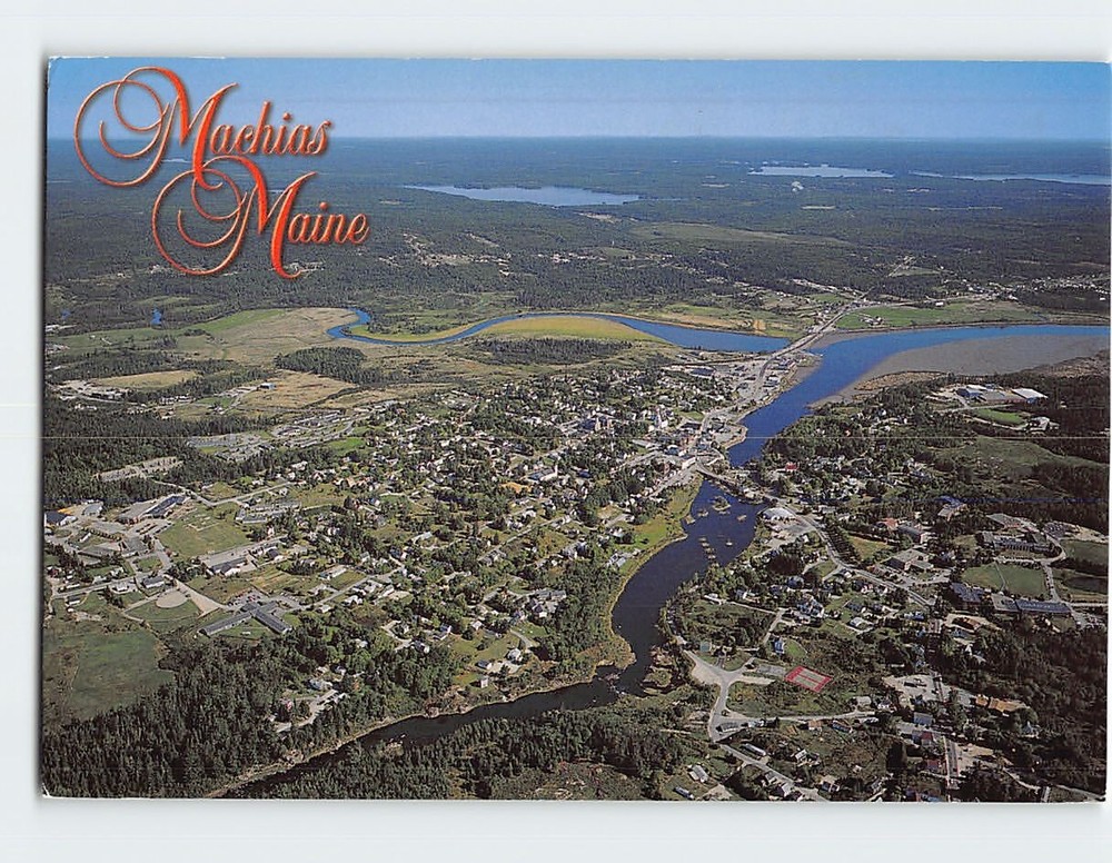 Postcard Aerial View Machias Maine
