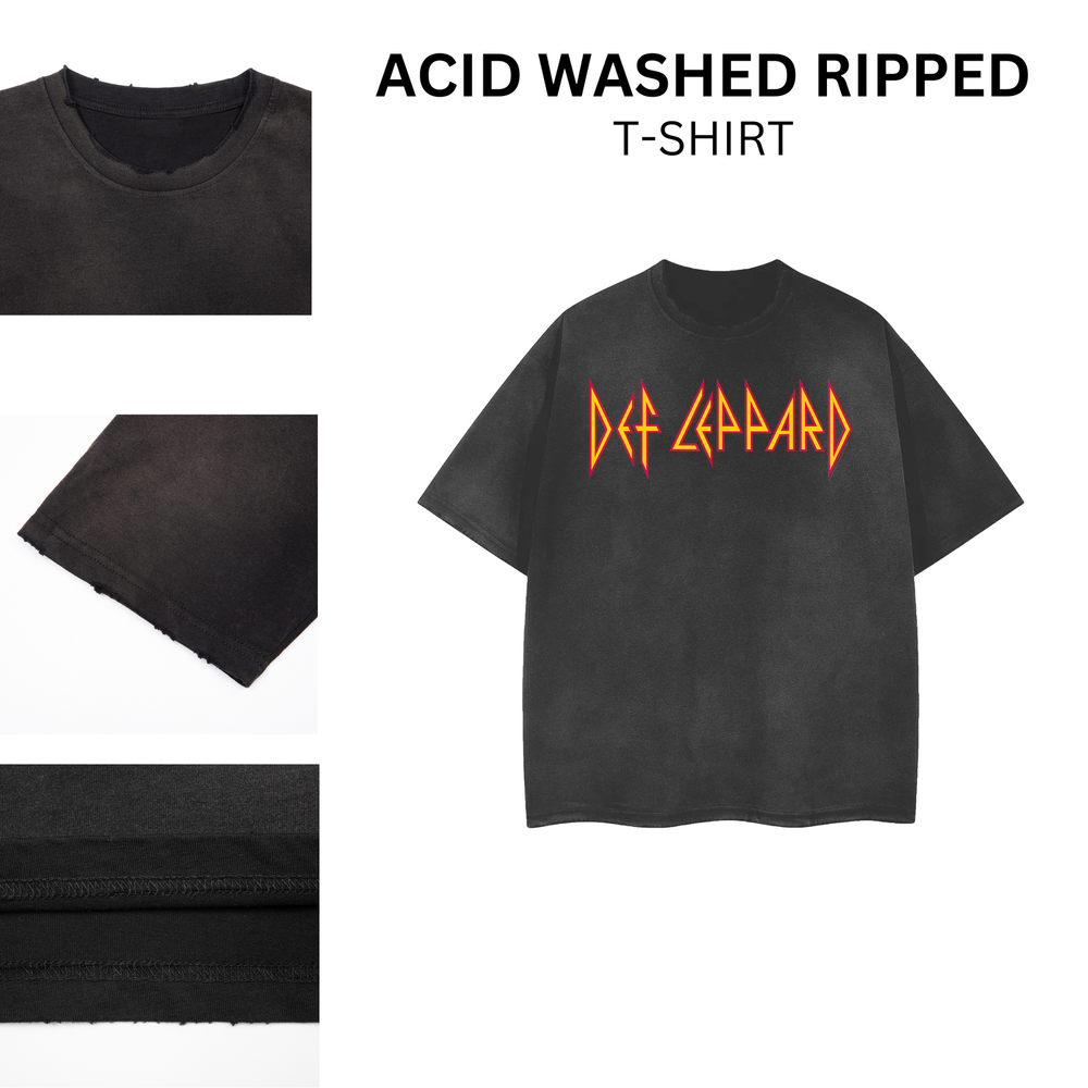 Vintage Acid Washed Ripped Rock Band T-Shirt Unisex 102055