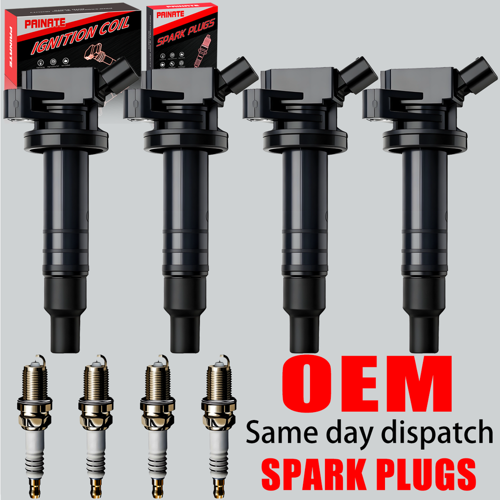 4X OEM Brand Ignition Coil & Iridium Spark Plug For Toyota Corolla L4 1.8L UF247