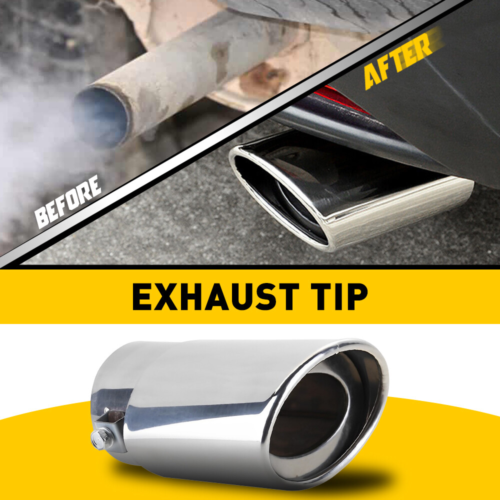 Car Rear Exhaust Pipe Tail Muffler Tip Round Chrome Stainless Steel Accessories