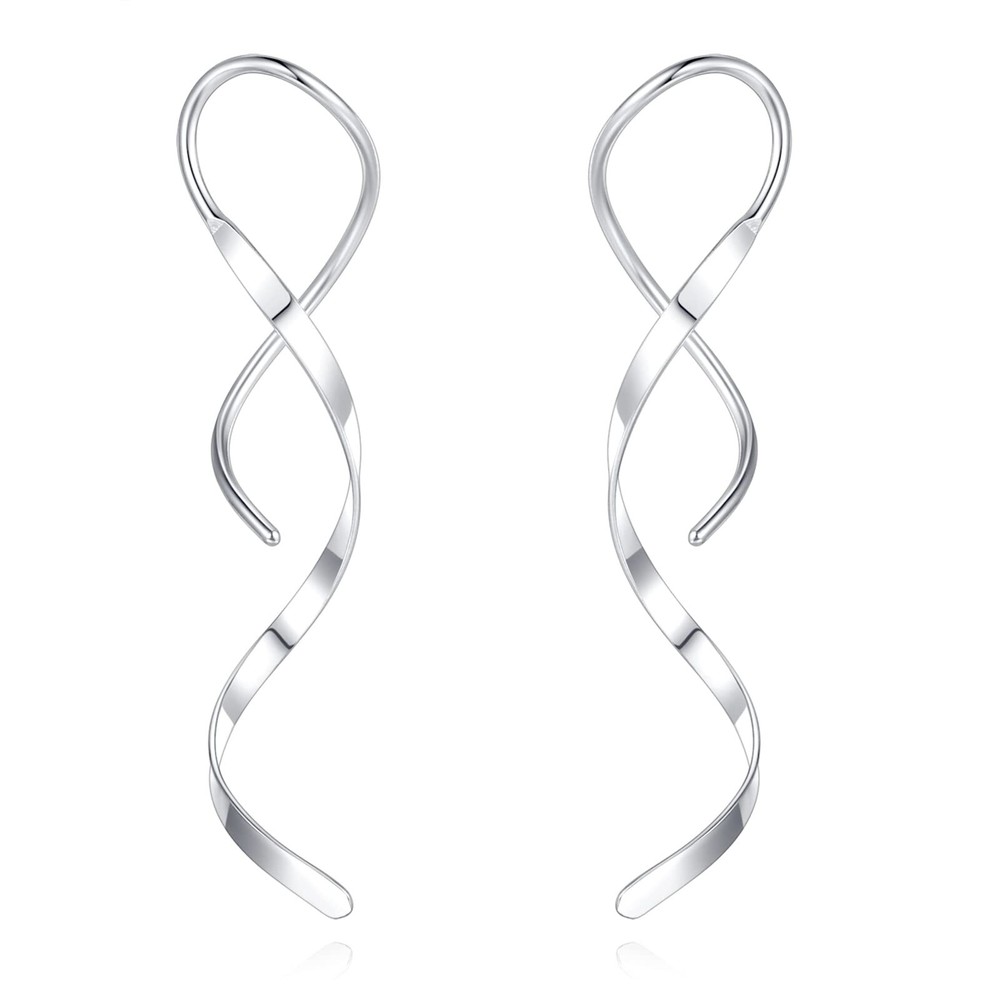 Stainless Steel Spiral Twist Drop Dangle Earrings for Women Handmade Design
