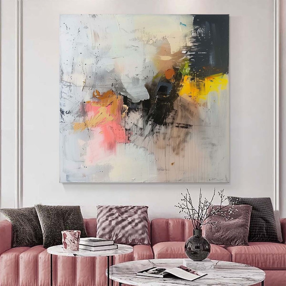 Hand Painted Abstract Painting On Canvas Modern Art Minimalist Art Large Pink