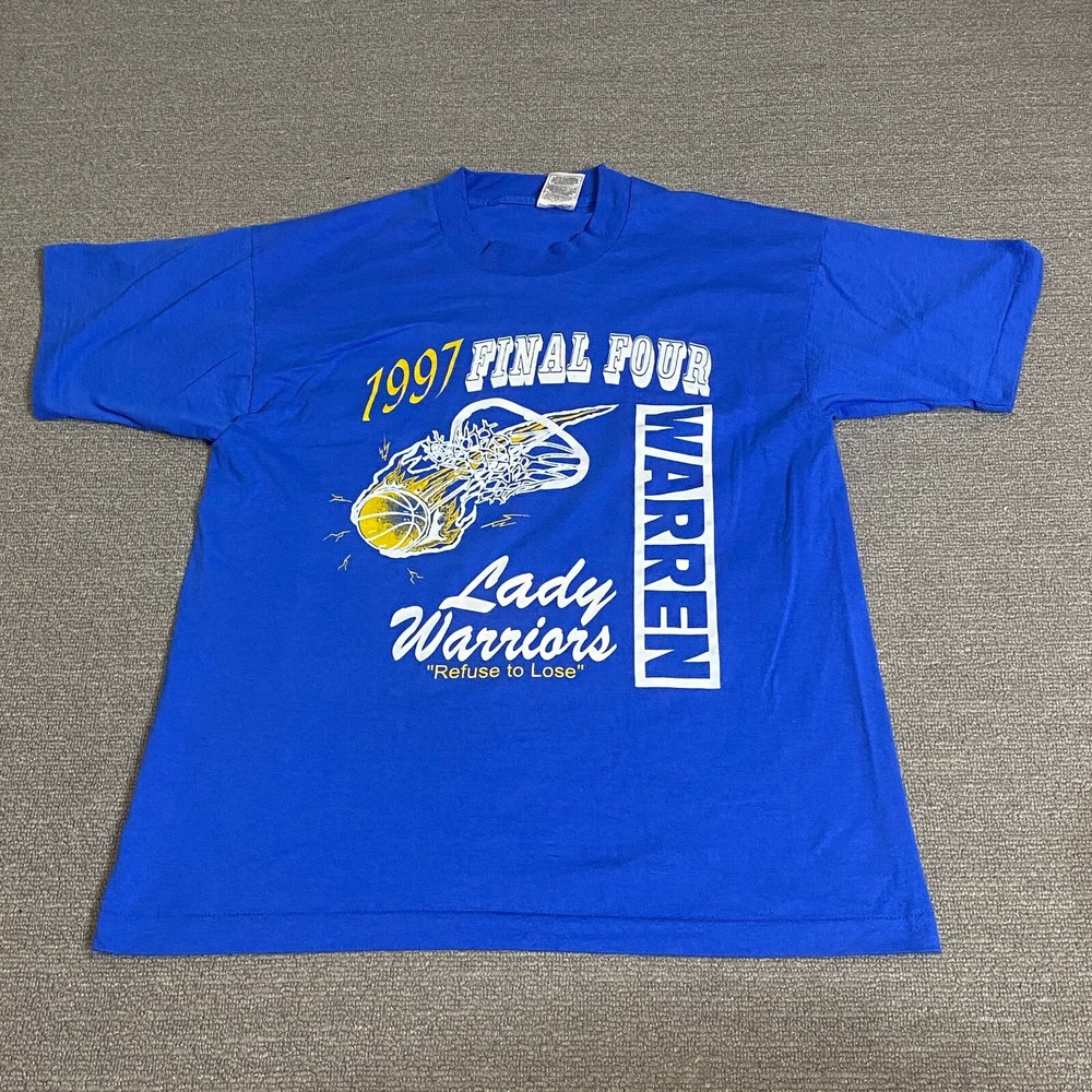 Vintage Fruit Of The Looms Shirt Mens Large Blue Warren Warriors Volleyball 1997