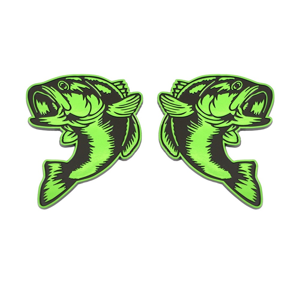 3D Green Bass Fish Emblem Decal Set for Car Truck SUV Accessories