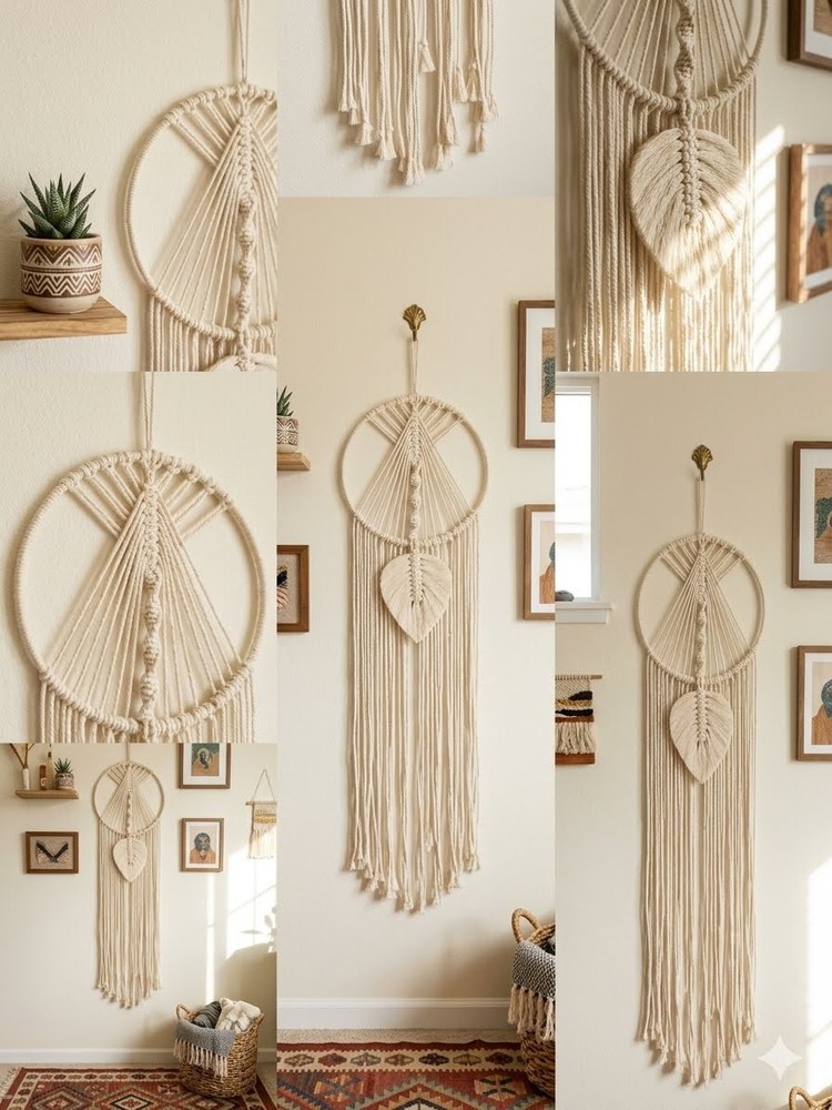 Handcrafted Boho Macrame Wall Hanging Dream Catcher Cotton Woven Decor