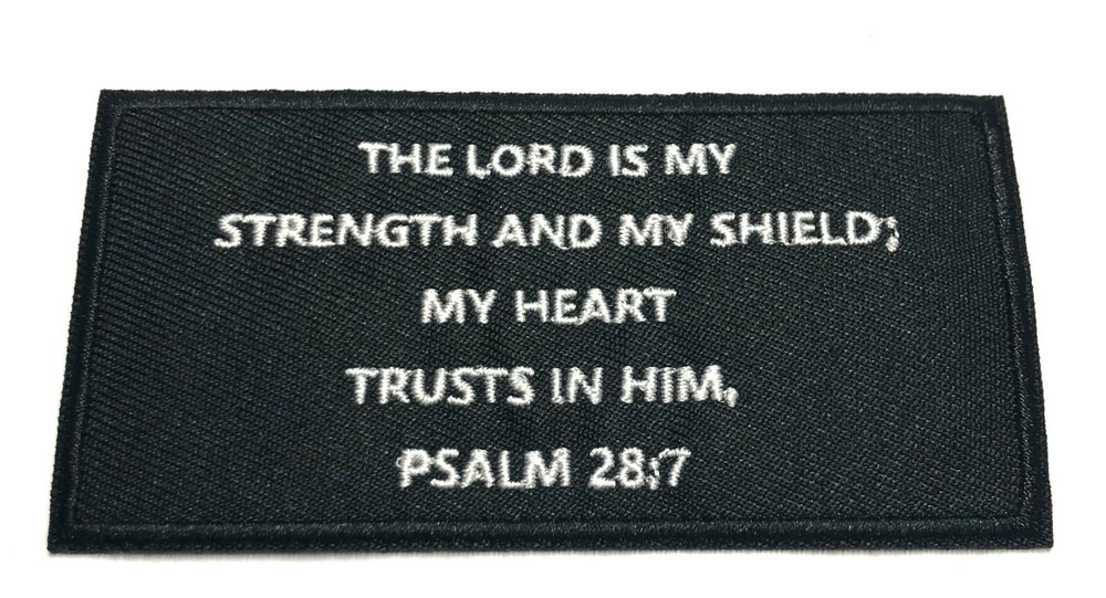 Psalms 28:7 Bible Verse Patch Embroidered Iron-On Applique Christian Bikers