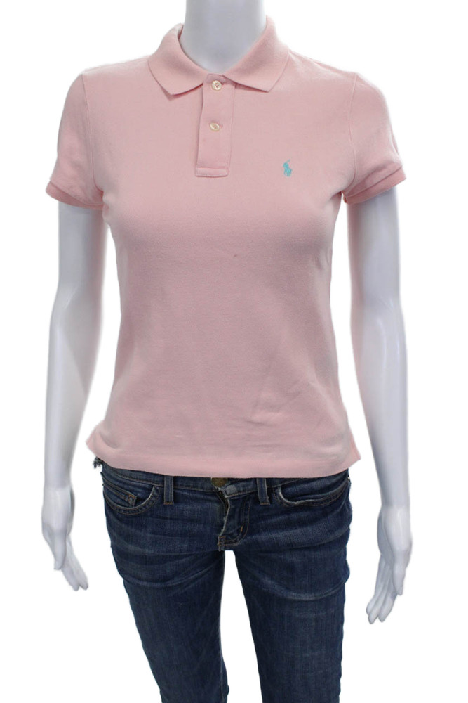 Ralph Lauren Blue Label Women Pink Cotton Collared Short Sleeve Polo Size SFree Shipping in US $100+ Orders | $6.95 Orders Below
