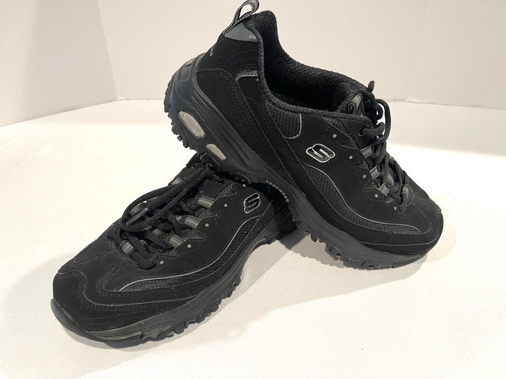 Skechers D'Lites Play On Womens Size 10D Black Athletic Running Shoes Sneakers
