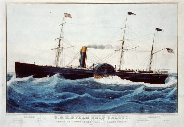 Photo:U.S. Mail Steam Ship Baltic at Sea Collins Line Currier c1852