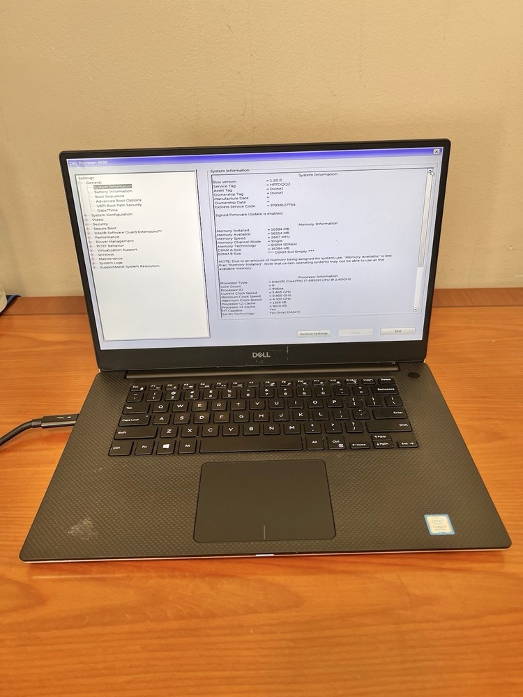 Dell Precision 5530 Intel Core i7-8850H 16GB Ram No SSD Tested