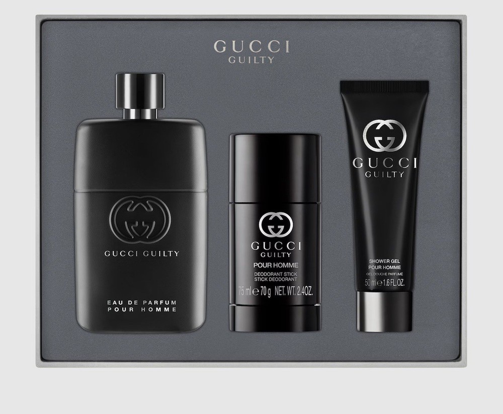 Gucci Guilty 3 Piece Set Parfum for Men (3.0 fl. oz. + 2.4 oz. Deo + 1.6 fl. oz)
